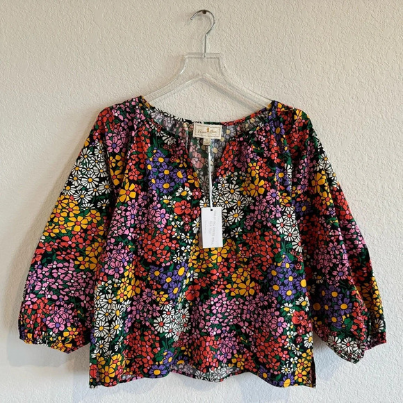 NWT Flora Bea NYC Marita Blouse in Poppins Multicolor Floral Print Size Small - Picture 1 of 9